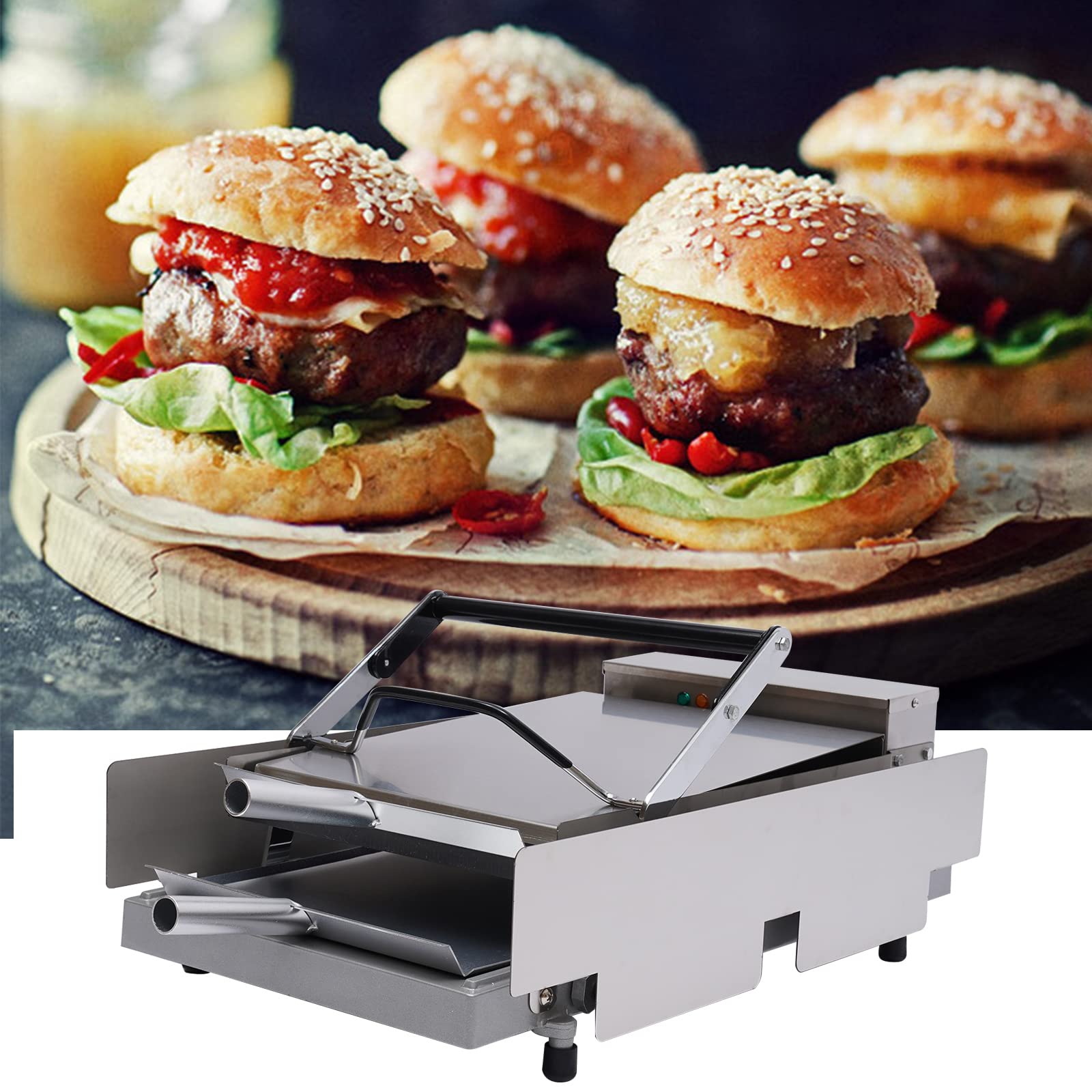 Hamburger Maker | Hamburger Machine | Acero inoxidable | Control preciso de tiempo y temperatura | 2000 W de potencia Prensa para hamburguesas