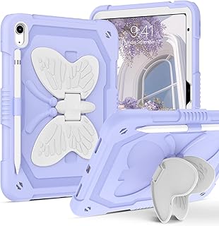 BENTOBEN iPad 10th Generation Case, iPad 10.9 Inch 2022 Case with Pencil Holder 2 in 1 Heavy Duty Rugged Shockproof Wings Kickstand Protective Tablet Cover for iPad 10th Generation 2022, Purple Design