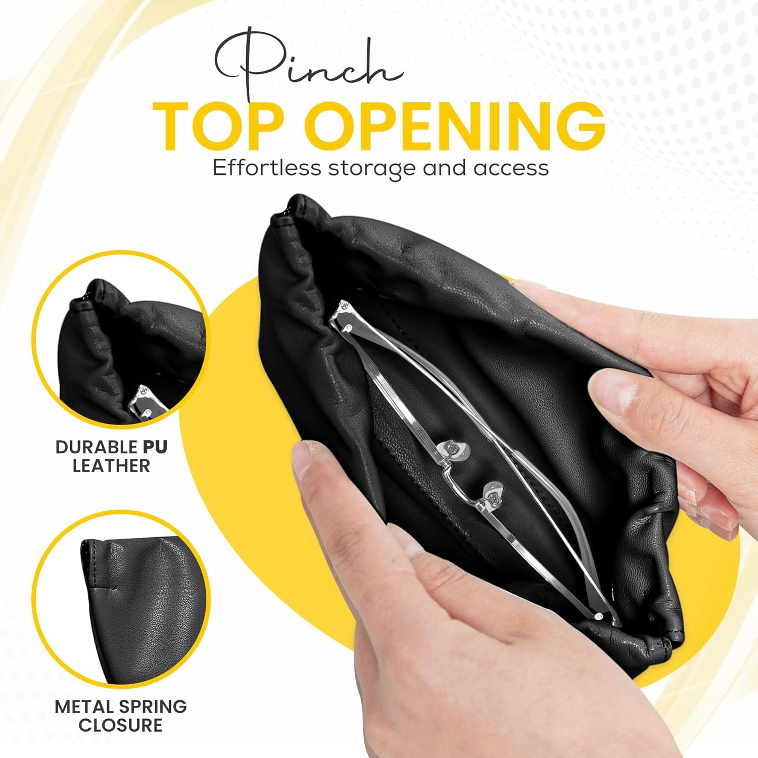 Squeeze Top Pokrowiec Na Okulary Przeciwsłoneczne Organizer Na Torebkę, Black, One Size