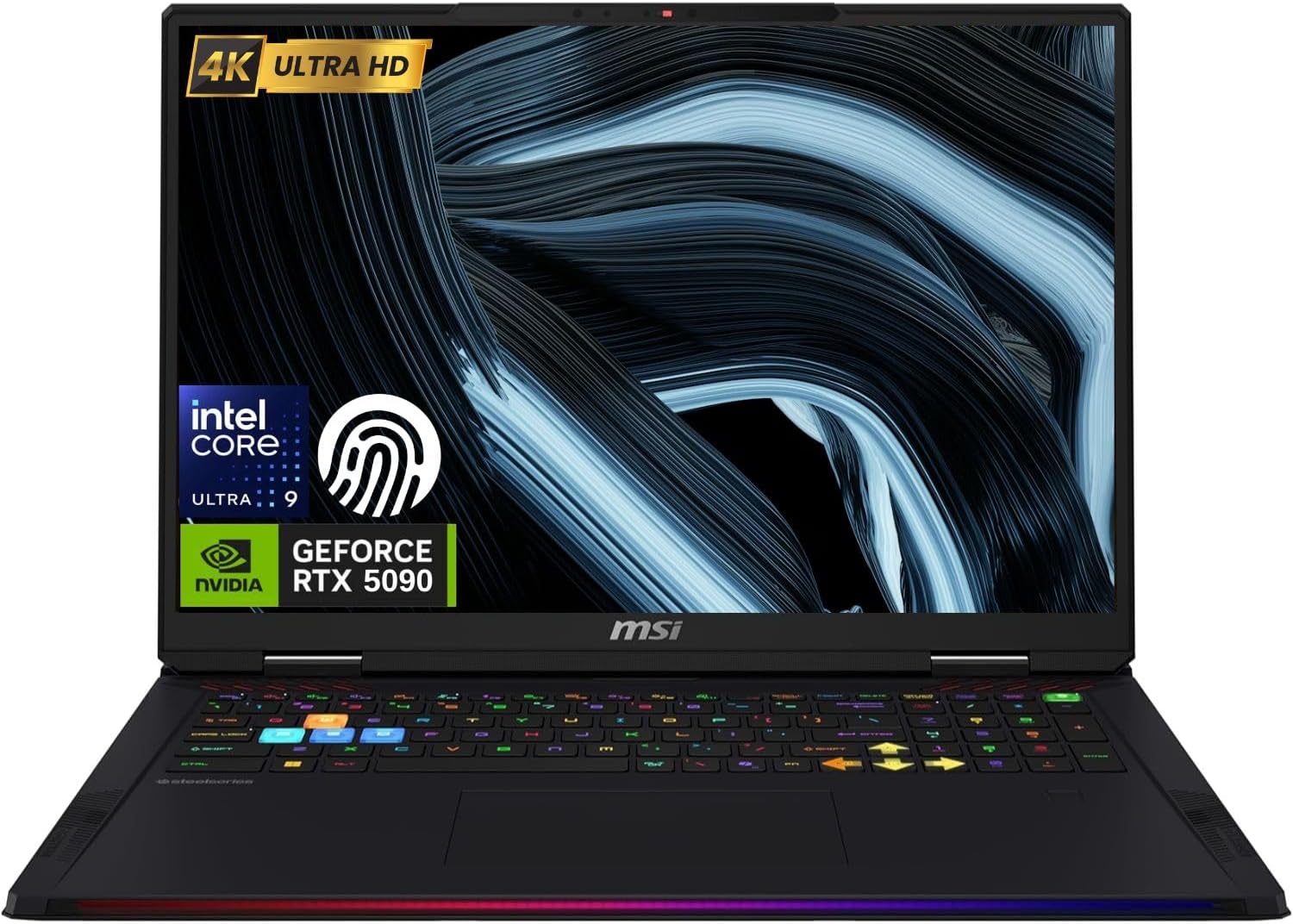 msi Raider 18 HX RTX 5090 Gaming Laptop, 18″ 4K MiniLED Display, Intel Core Ultra 9 285HX, 64GB DDR5 RAM, 2TB SSD, RGB Backlit KB, Fingerprint Reader, Thunderbolt 5, Wi-Fi 7, Black, Windows 11 Home