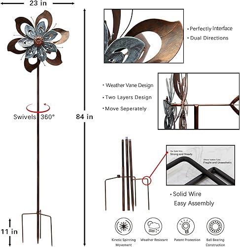 Miniatura 6 de Girador de viento para jardín  Molino de viento grande para exteriores, adorno de tulipán para puerta delantera, idea de regalo para madre,