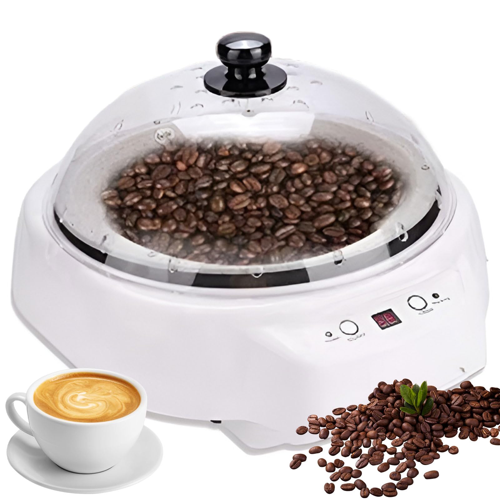 GYKOZY Electric Coffee Bean Roaster, Coffee Bean Baking Machine with Digital Display, Automatic Temperature Regulation, for Baking Coffee, Raw Beans, Peanutss white (White)