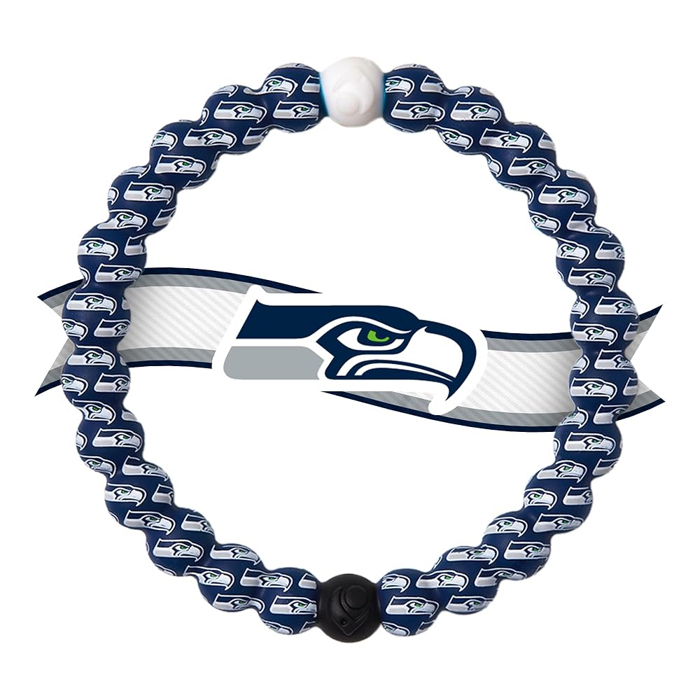 Lokai Silicone Beaded Bracelet for Men & Women, NFL Football Collection - Seattle Seahawks, Logo, Extra Large - Silicone Jewelry Fashion Bracelet Slides-On for Comfortable Fit