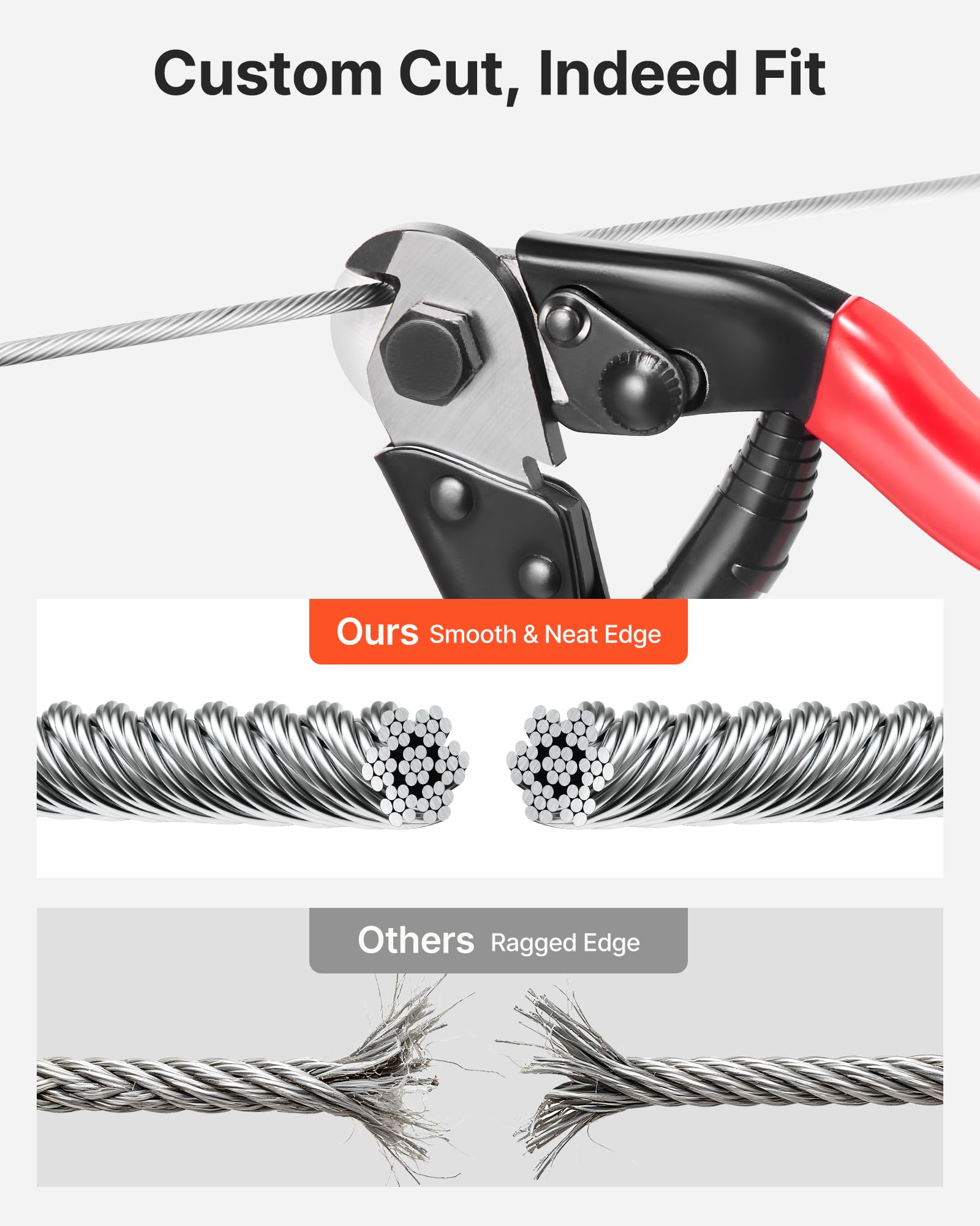 VEVOR Kit de Cable de Acero Inoxidable de 30,5 m, Trenzado 7 x 7, Diámetro de 3,2 mm, Carga Máxima 725 kg, con Engastador y Cortacables, para Barandillas, Iluminación Colgante y Proyectos de Bricolaje