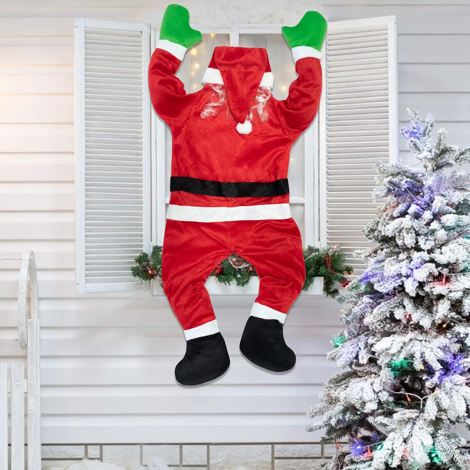 Evoio 50 Inch Outdoor Climbing Hanging Santa Claus for Christmas Decoration/Outdoor Hanging Ornament Decoration (Red2)