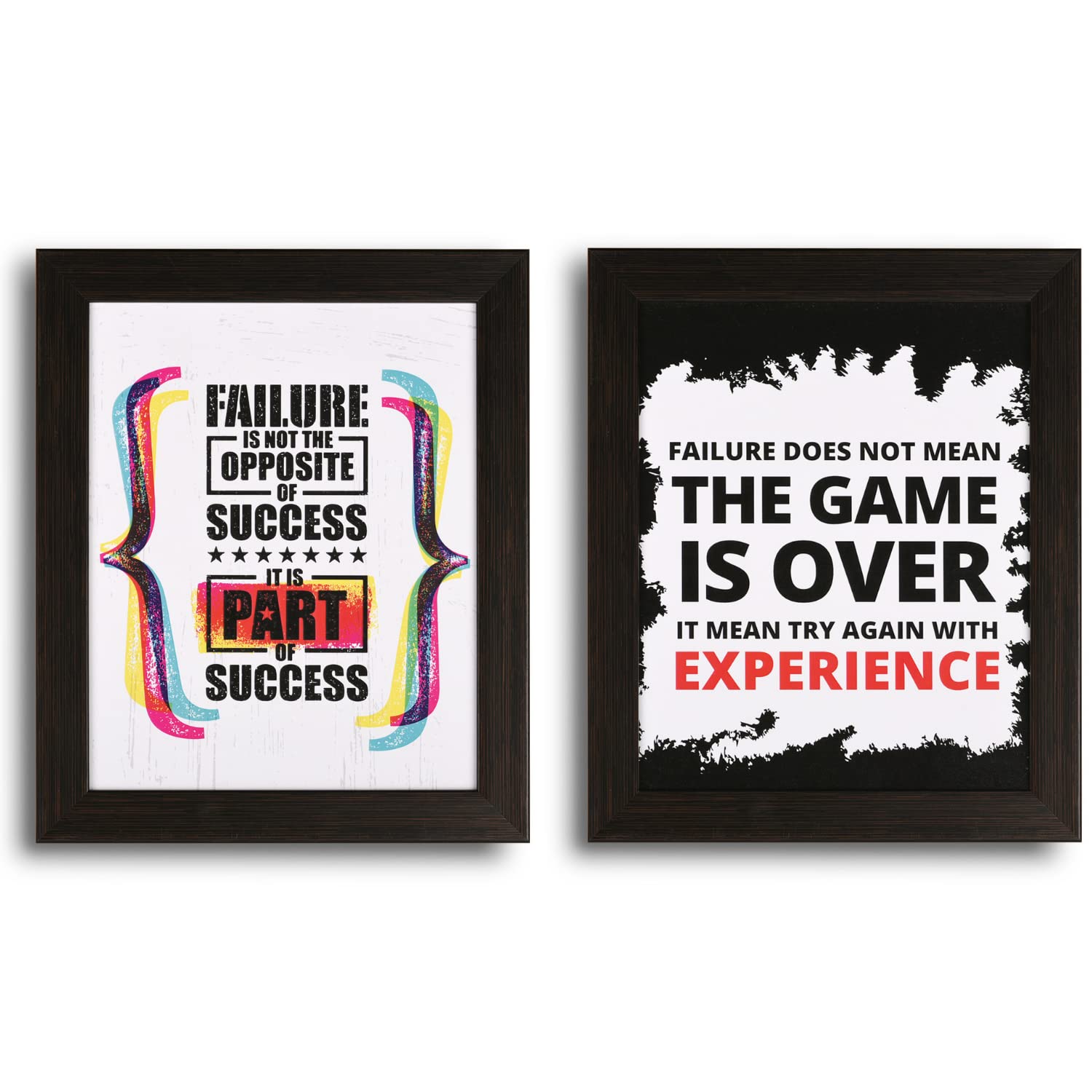 INSPIRING BRUSH Motivational Wall Frames Set, Quotes Frames for Home, Office, Study Room, Pack of 2 Frame Size: 9.5 Inch x 11.5 inch