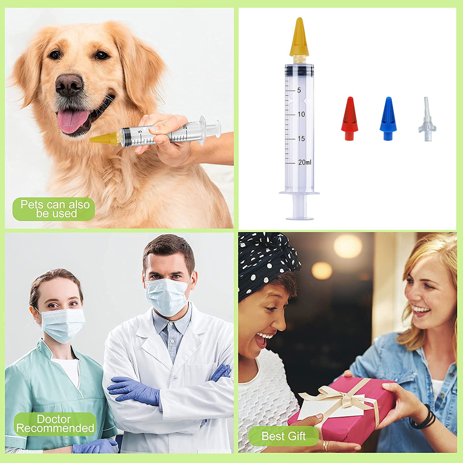 Pulitore Orecchie con 4 Punte a Getto Quintupla, Kit Siringa Pulisci Orecchie, Pulitore Intelligente per le Orecchie per Rimuovere il Cerume Facile da pulire per Bambini e Adulti