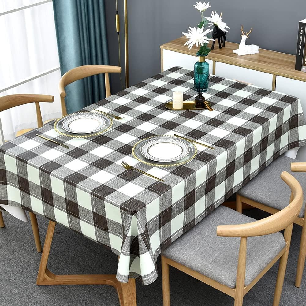Nappe rectangulaire style simple carreaux bleu blanc gris nappe cuisine 90x140