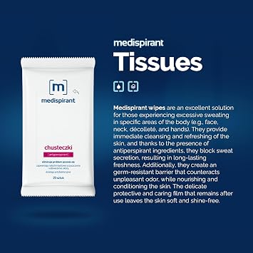 Antiperspirant Wipes - With Zinc & Aluminum Compounds - Cleansing, Refreshing & Odor-Control Care for Excessive Sweating - 20 Pieces