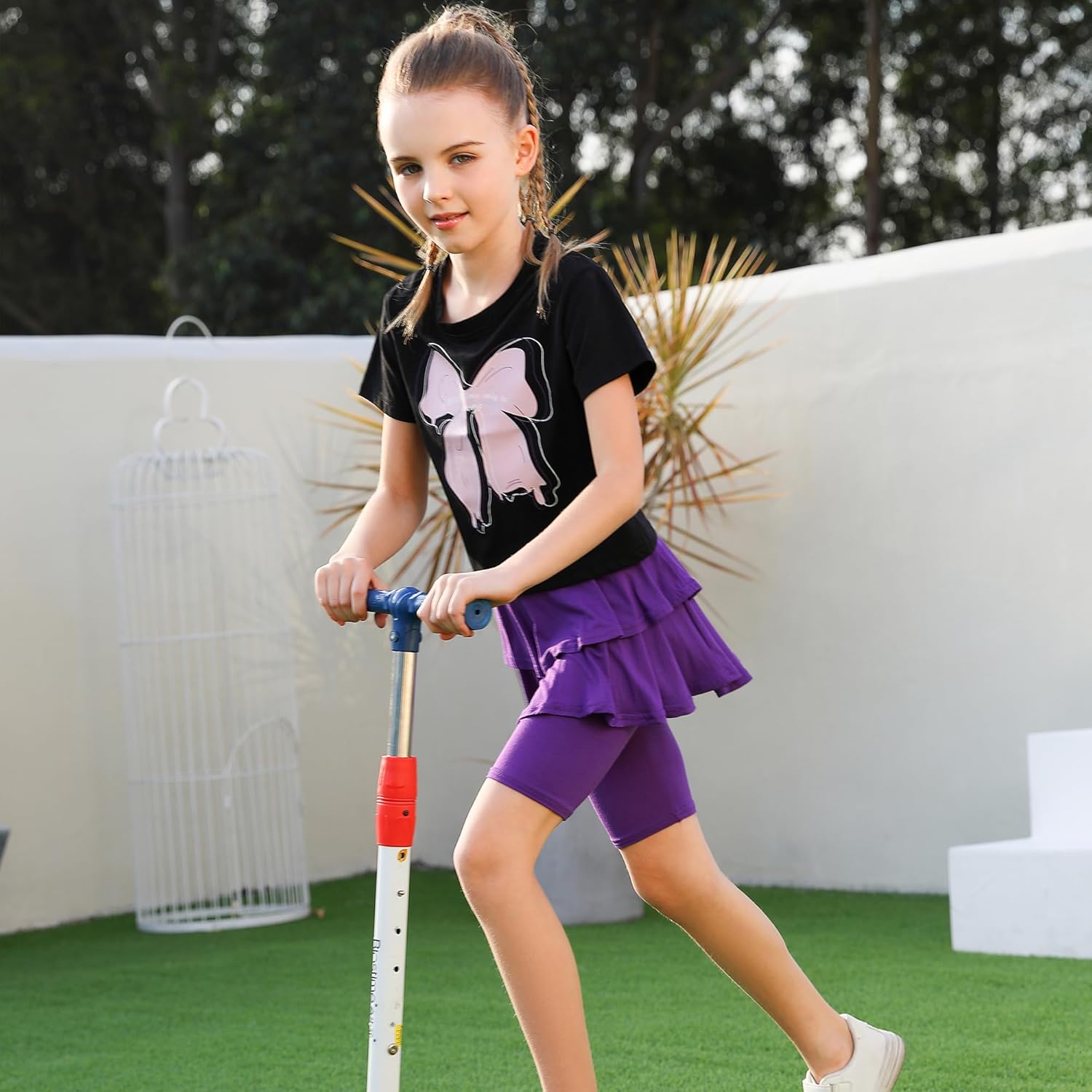 Girls 4-12 Years Knee-Length Skirted Leggings, Summer Stretchy Athletic Pants for Toddler Kids - Breathable & Durable - Image 7