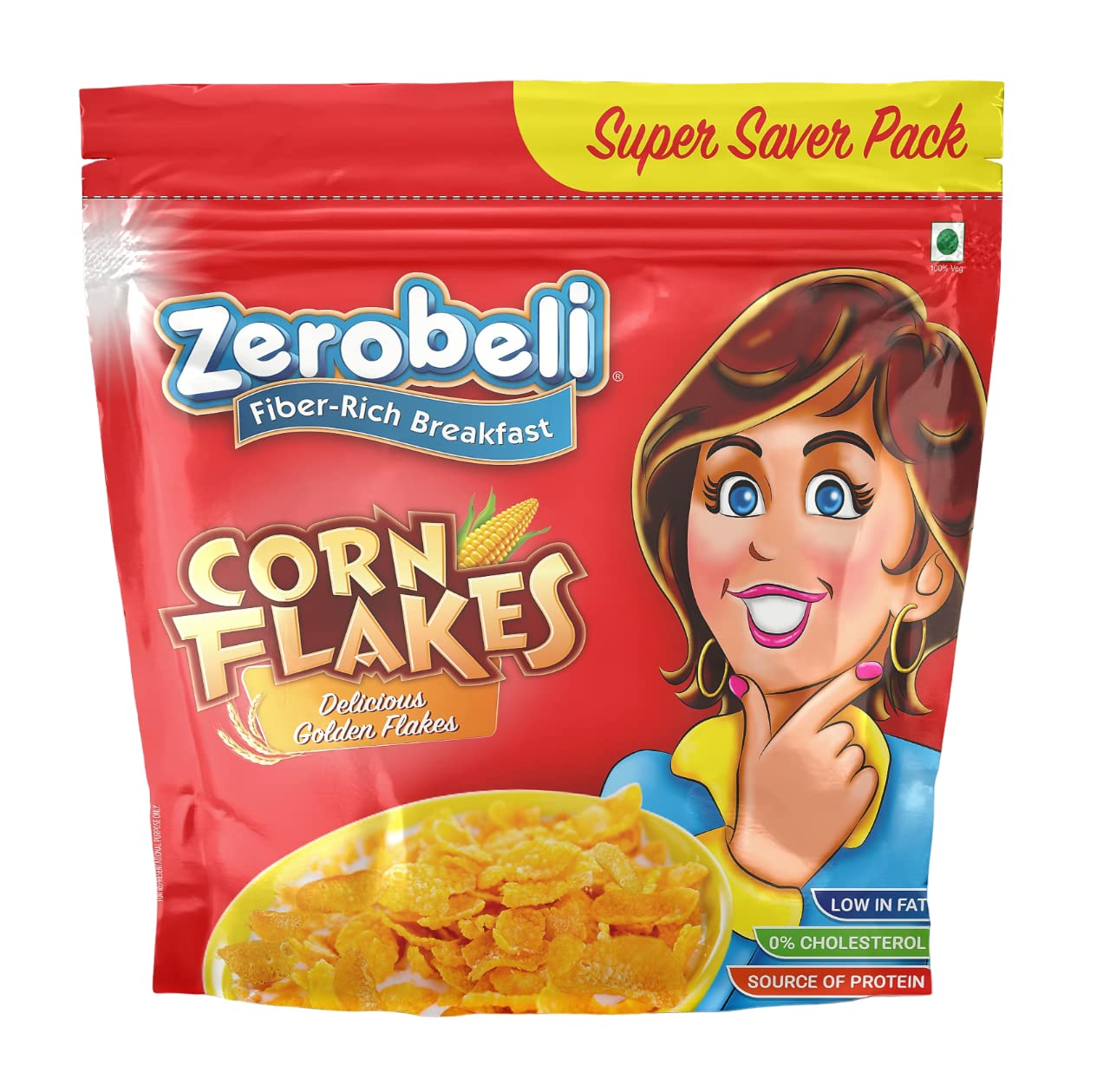 Zerobeli Delicious Low Fat Golden Corn Flakes 1kg Super Saver Pack - 0% Cholesterol and Trans Fat Free| (B0B75NBH69) Amazon Price History, Amazon Price Tracker