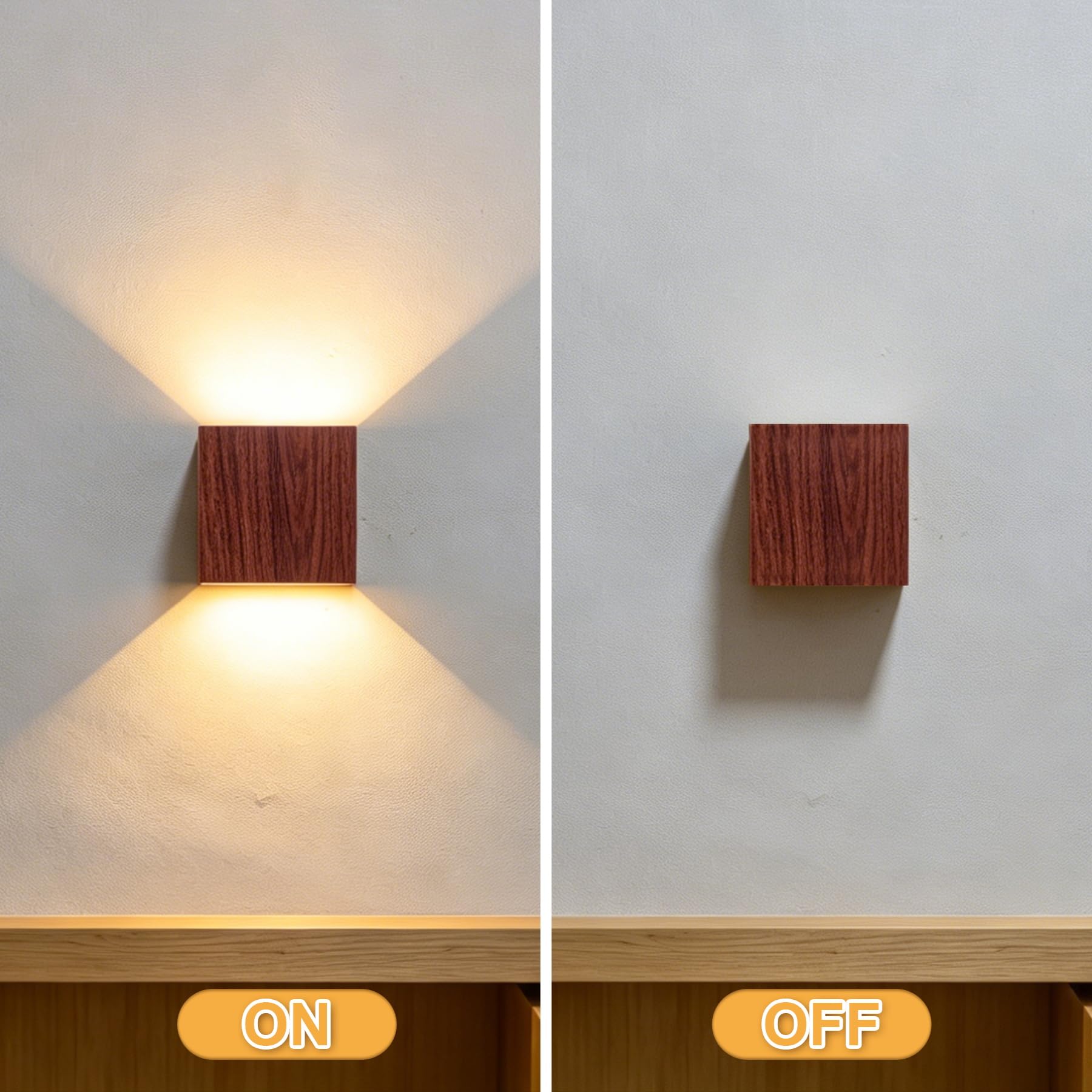 CANMEIJIA Aplique Pared Exterior Efecto Madera de Nogal 12W 3000K IP65 2 P | Lámpara de pared con deflectores internos que permiten regular el haz de luz desde 20 hasta 150 grados fácilmente