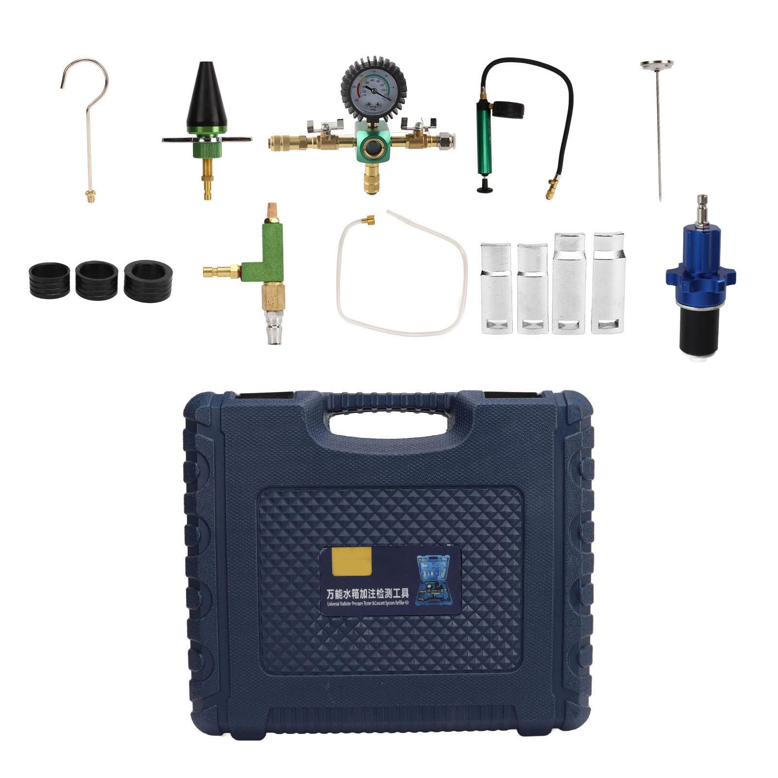 Kit di Ricarica Sottovuoto per di Raffreddamento, Tester per Perdite di Pressione del Radiatore, Riempitivo Antigelo con Raccordo Universale, Cassetta degli Attrezzi Portatile Leggera per la