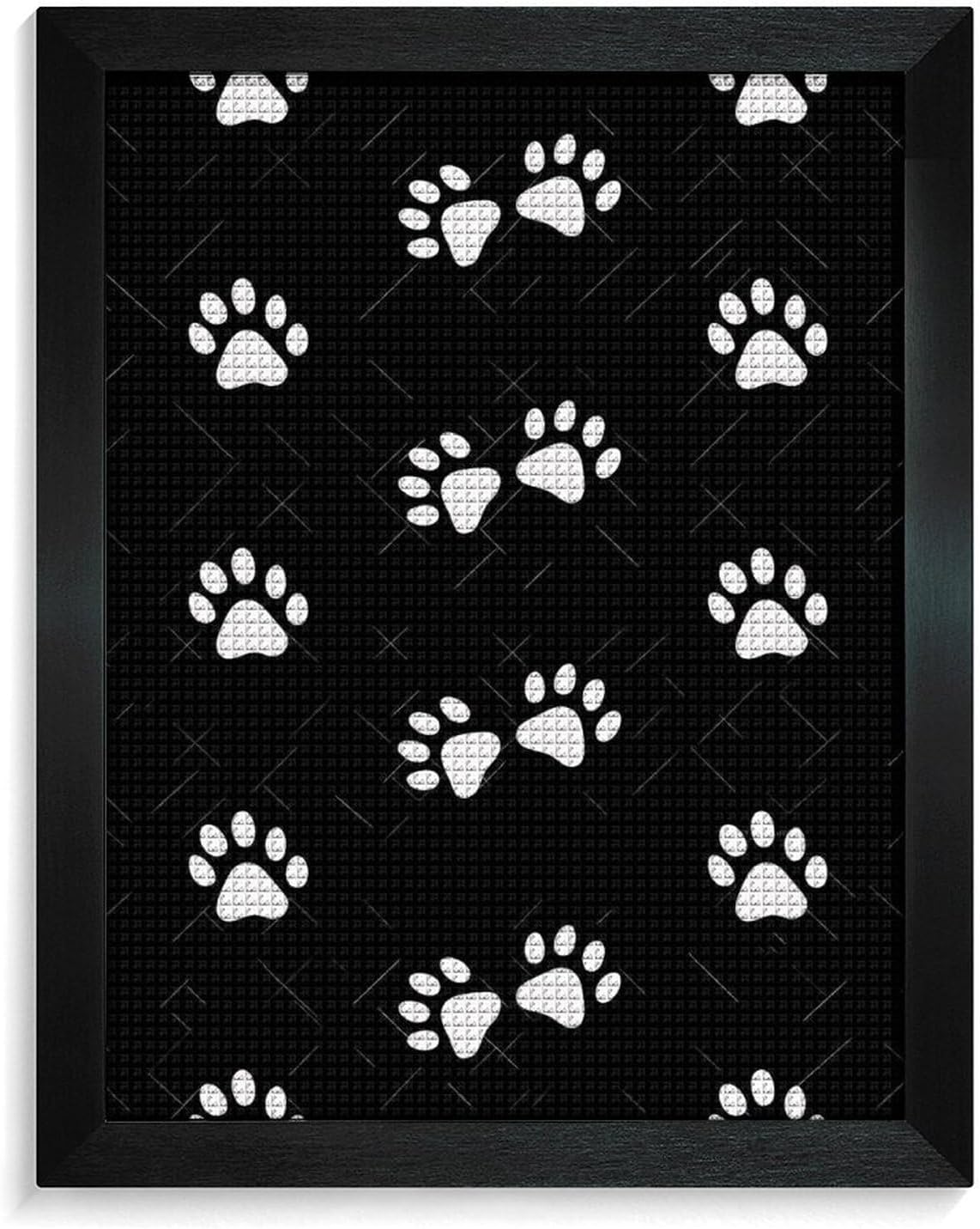 Paw And Check Twill Stripes Diamond 5D Painting Kits with Frame DIY Full Round Drill Gem Art Crafts for Home Wall Decor 16 X 20in Blackwood 40 * 50cm