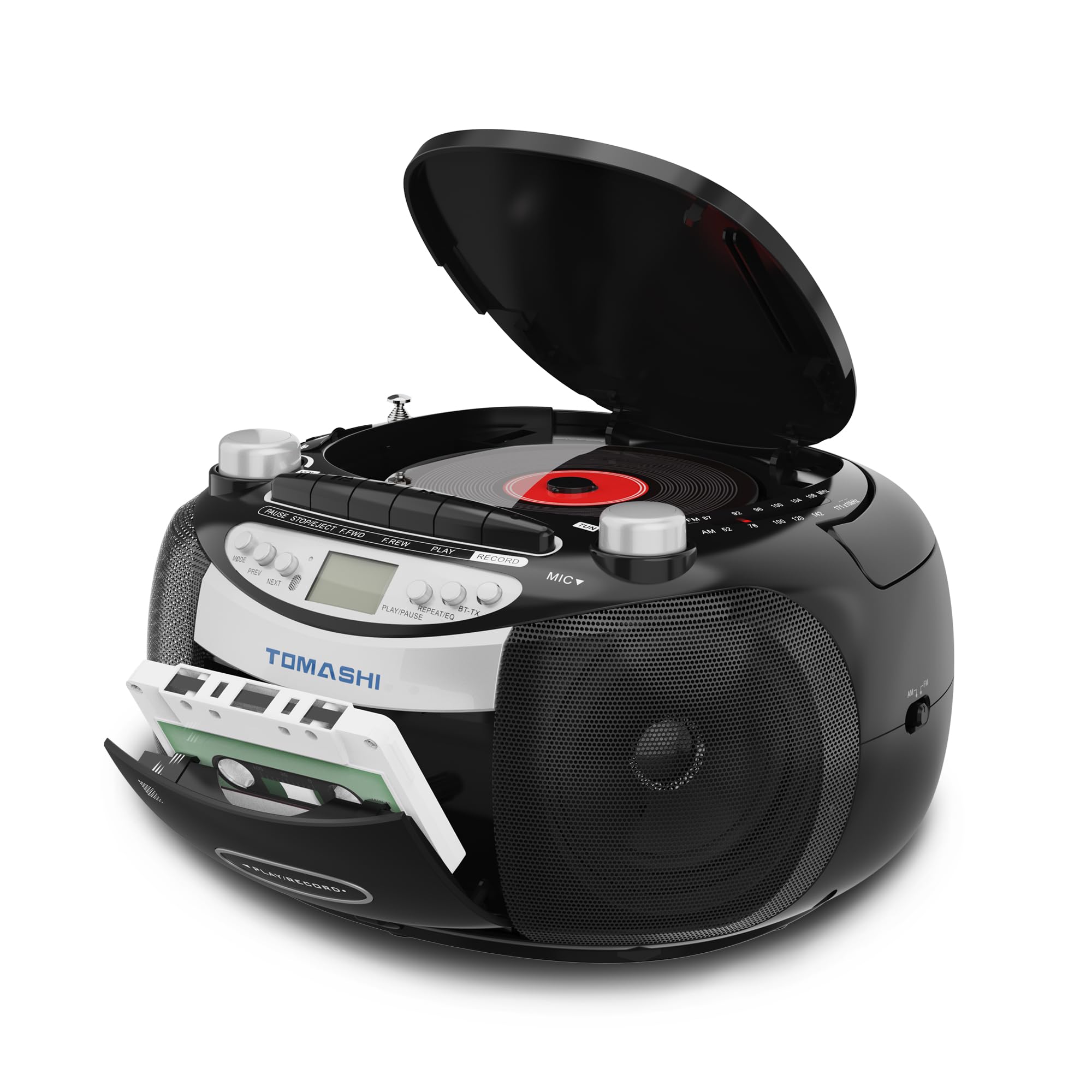 TOMASHI Bluetooth CD Player Boombox with Cassette Recorder | AM/FM Radio,USB/SD Playback,Remote Control,AC/DC Power-image-20
