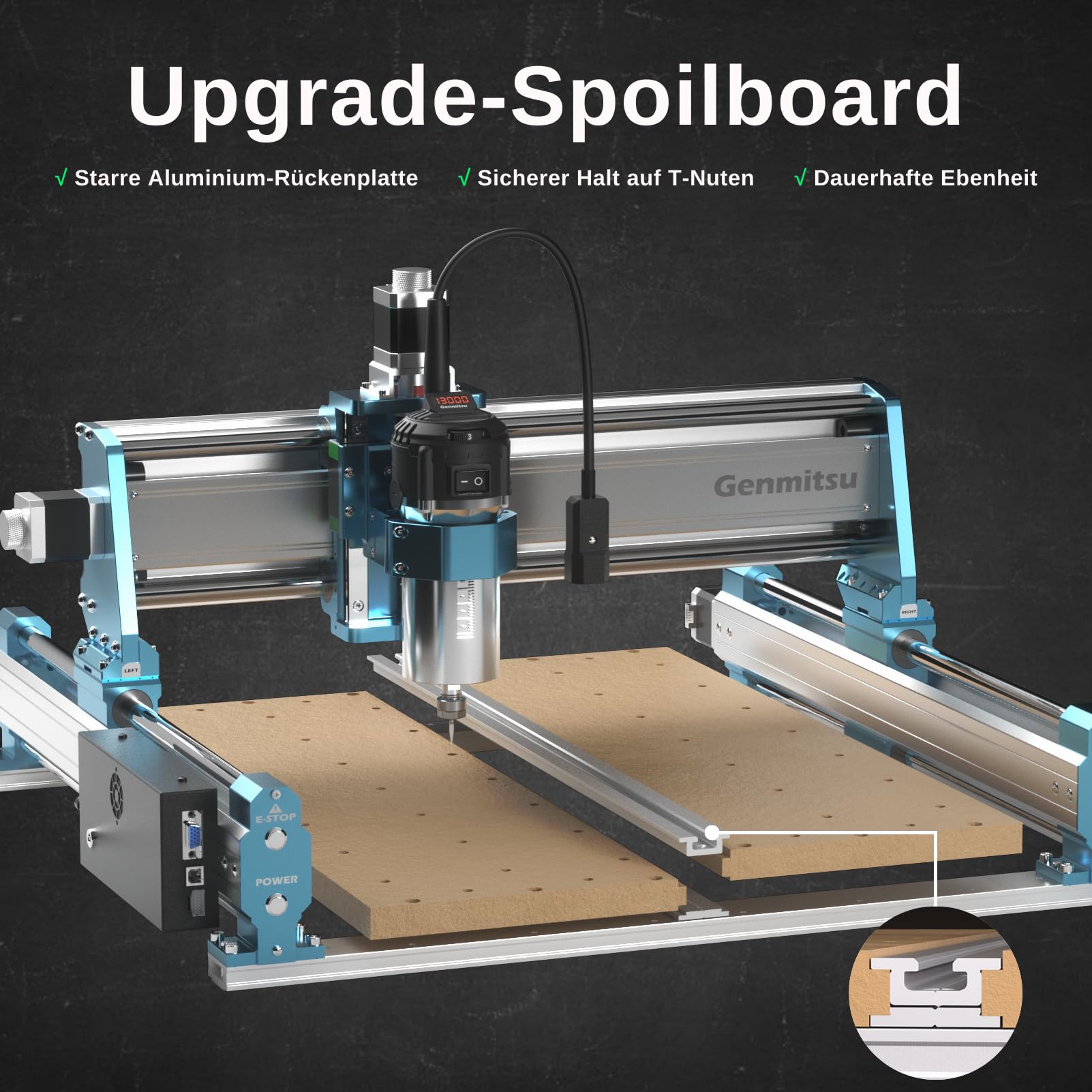 Genmitsu CNC-Fräsmaschine 4040-PRO MAX zum Fräsen von Holz, Metall und Acryl, GRBL-Steuerung, 3-Achsen-Graviermaschine mit 710-W-Trimmer und Linearschienenantrieb