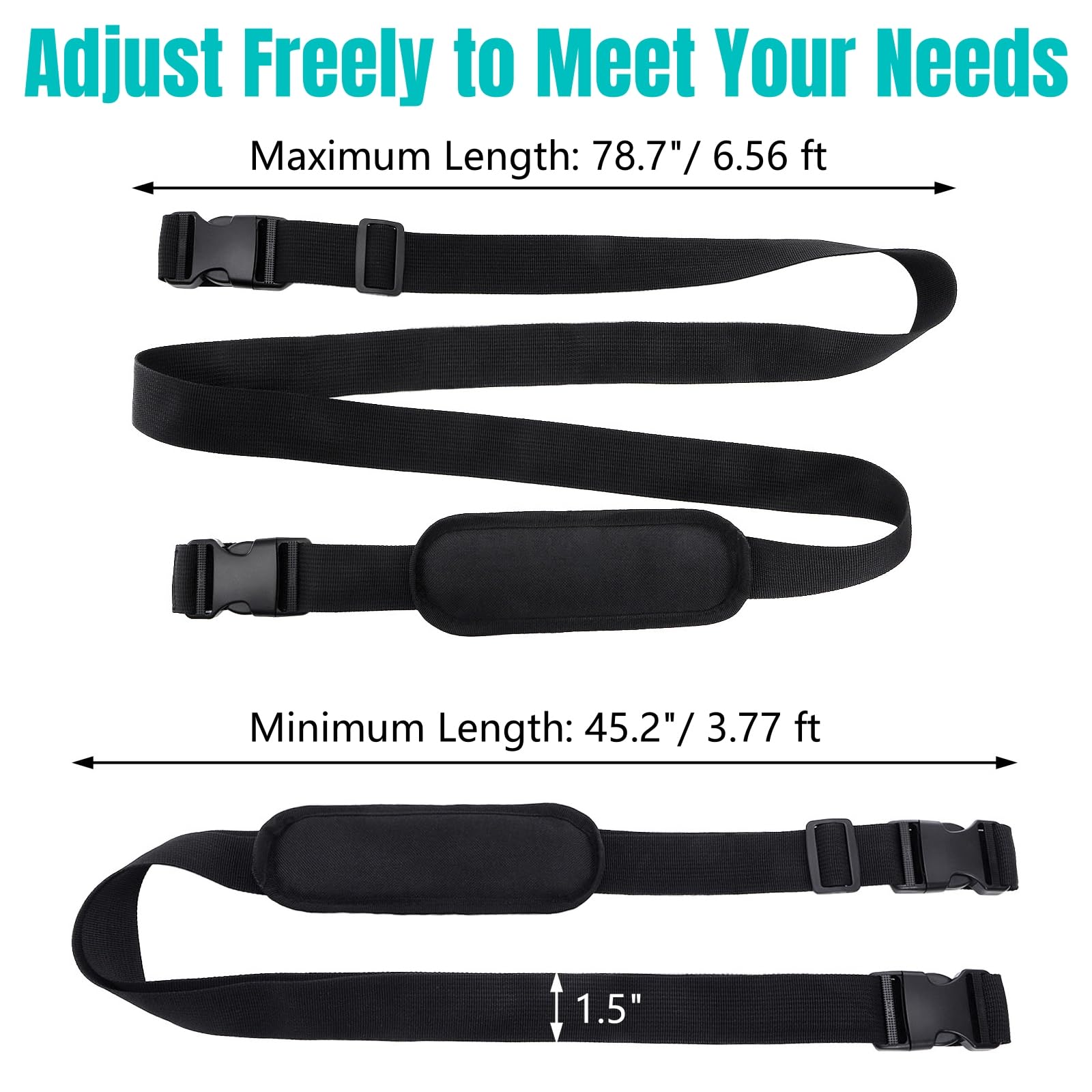 Paquete de 5 correas de transporte ajustables, práctica correa de transporte para silla de playa, camping, correas universales resistentes para picnic, mochila, monopatín, bicicleta plegable
