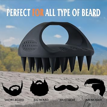 Silicone Beard Scrubber w/ Hook, Cleansing & Exfoliating Beard Care Brush