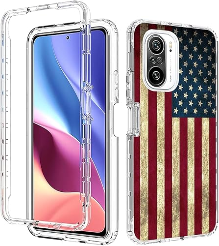 Miniatura 6 de Funda protectora para teléfono Poco F3 5G/Mi 11X 5G/Redmi K40 5G/Redmi K40 Pro con protector de pantalla de vidrio templado, lindo patrón de bandera