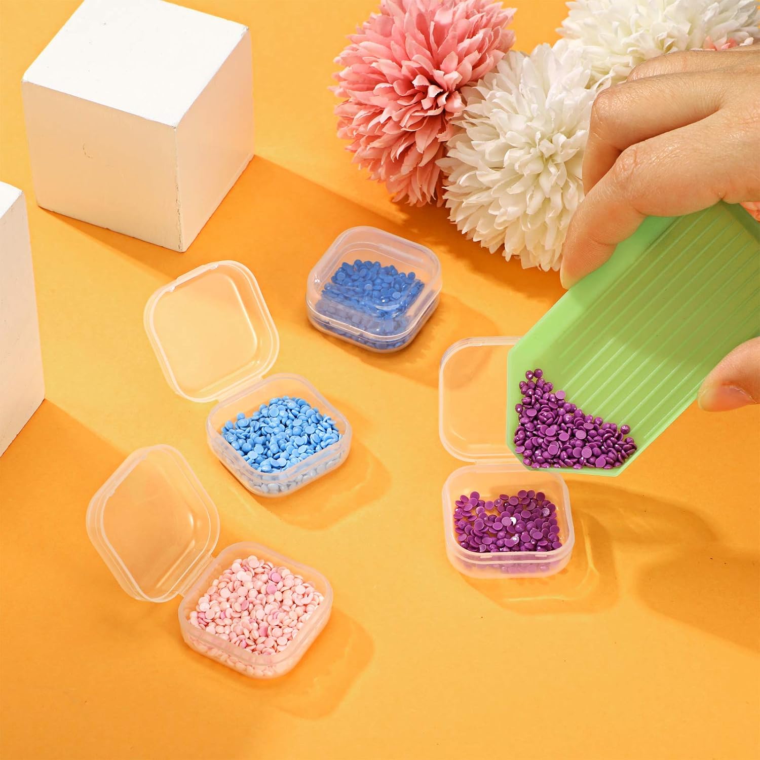 Jetec 36 Pack Clear Small Plastic Container Box Beads Organizer Boxes with Hinged Lid Square Transparent Storage Case for Small Items, Jewelry, Craft, DIY, Nail(1.37 x 1.37 x 0.7 Inches)