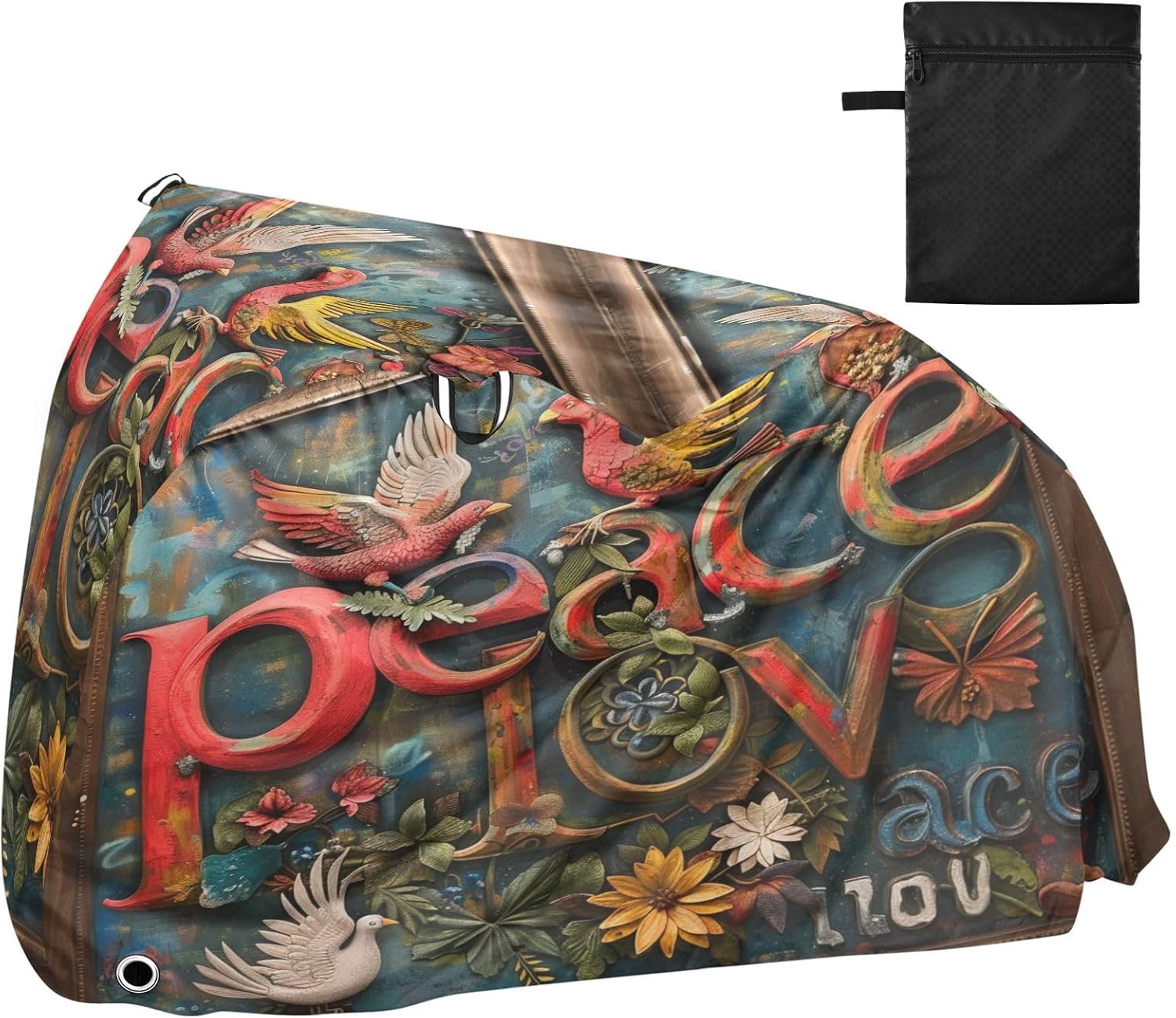ALAZA Peace and Love Dove Bike Cover Waterproof Outdoor Ebike Bicycle Covers Tarp Protection for 1/2 Bikes, Sun UV Dust Wind Proof