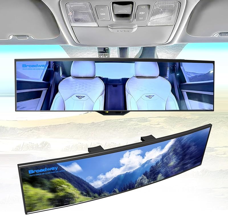 Espelho retrovisor interno panorâmico convexo NINGFIST azul 270 mm para carros, SUVs e caminhões – 1 unidade