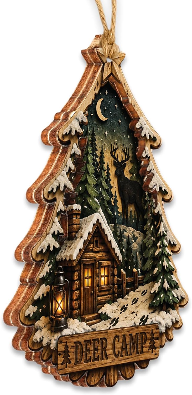 Hunting Christmas Ornament 2026, Hunting Gift for Men, Rustic Cabin Ornament, Wildlife Christmas Decor, Hunter