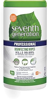 Seventh Generation Professional Disinfecting Multi Surface Wipes, Lemongrass Citrus, 70 count Tubs (Pack of 6)