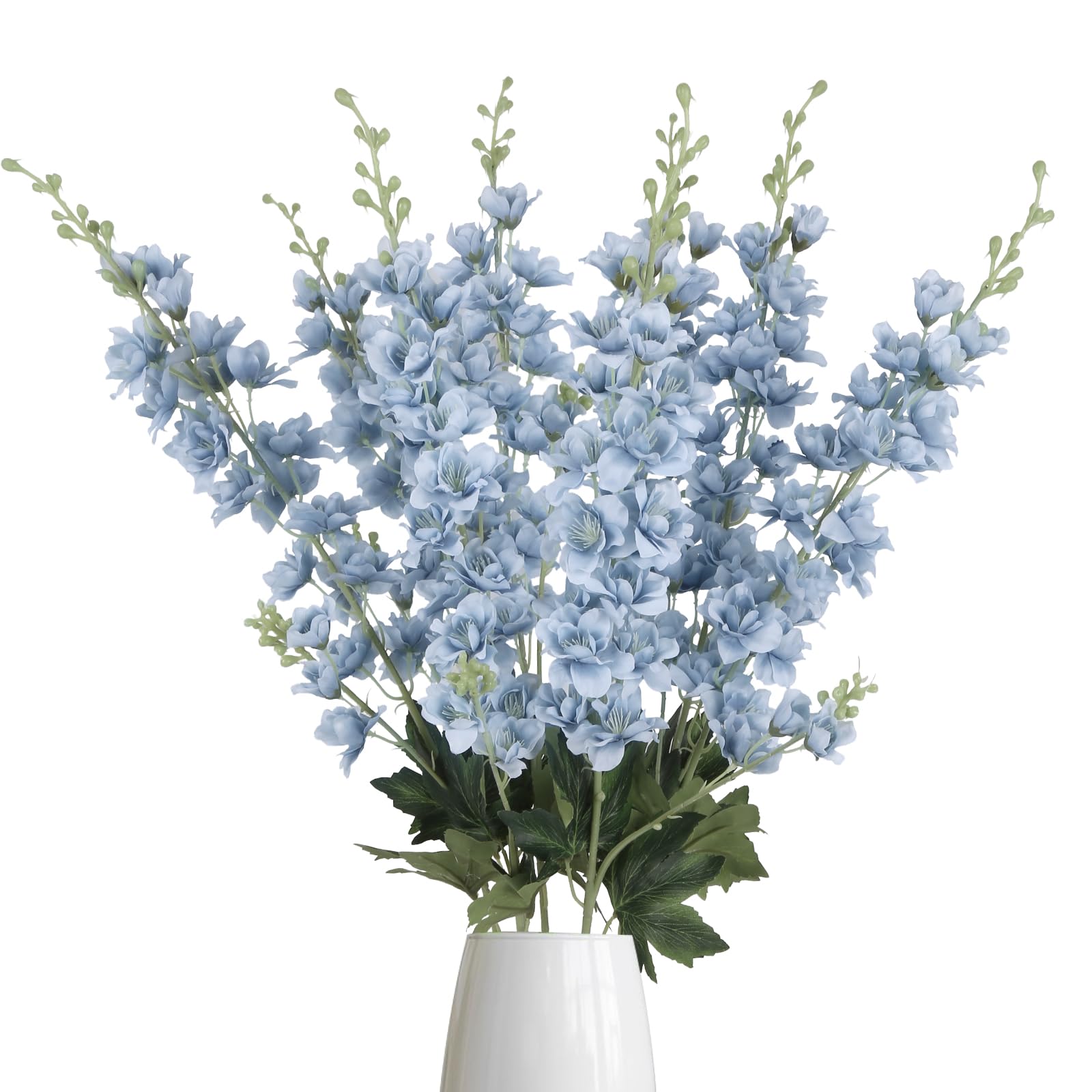 Photo 1 of 8PCS Dusty Blue Delphinium Artificial Flowers 33.5'' Faux Delphinium Stems Larkspur Silk Flowers for Wedding Table Centerpieces Home Garden Decor(Dusty Blue)