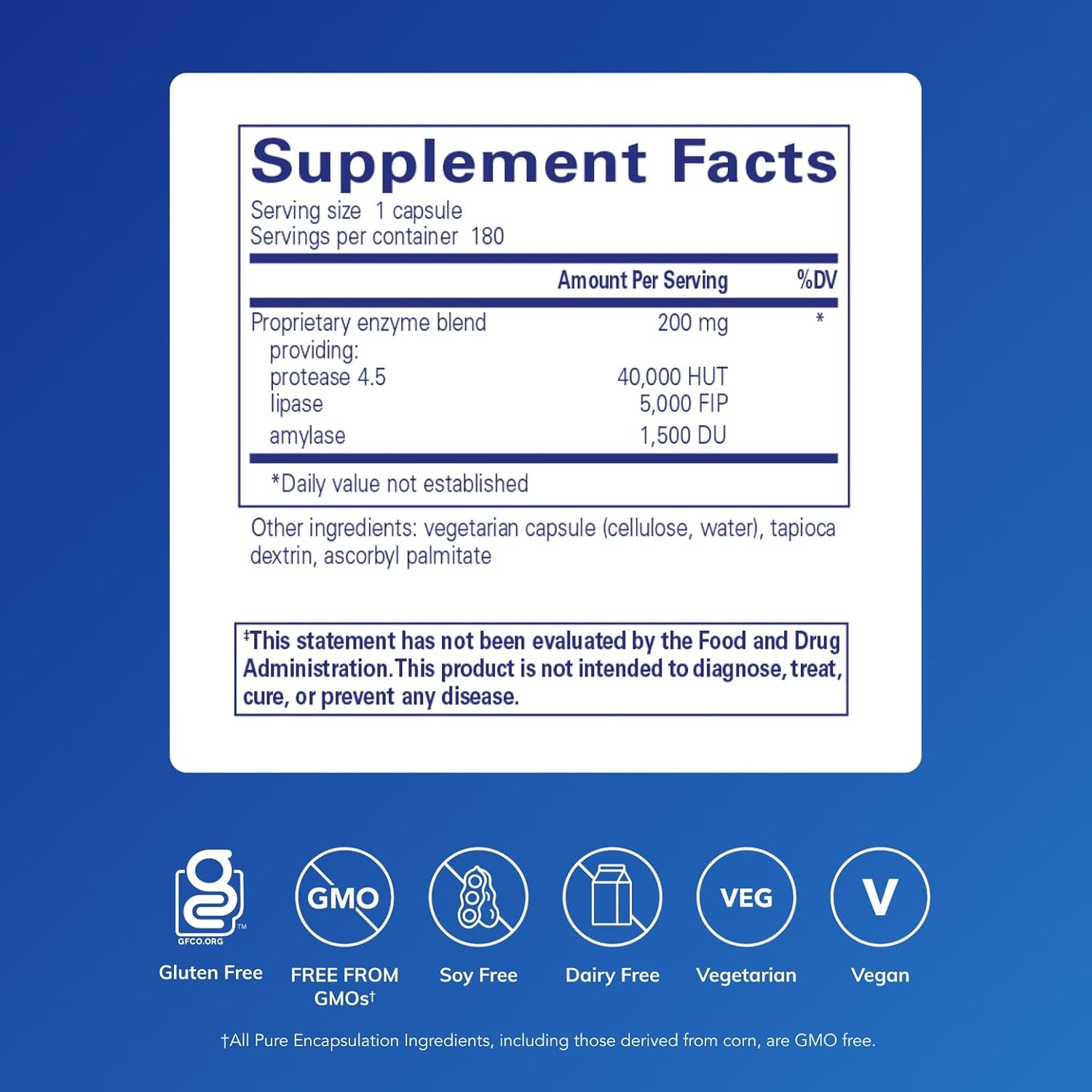 Pure Encapsulations Pancreatic VegEnzymes | Hypoallergenic Supplement for Carbohydrate, Lipid and Protein Digestion | 180 Capsules