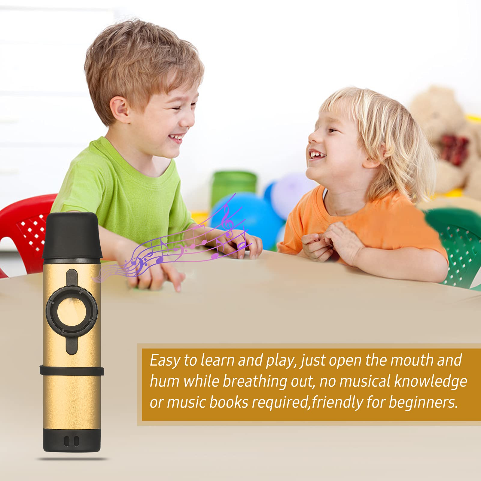 Aluminum Alloy Kazoo Ultralight Kazoo Harmonica Musical Accompaniment for Guitar Ukulele Violin Piano Keyboard Portable Musical Instrument for Music Enthusiasts (Gold)