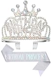 Birthday Tiara and Crown with Sash, Birthday Sash for Birthday Party (AB)