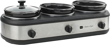CULINARY CHEF, Triple Slow Cooker, Buffet Server 2.5qt x 3