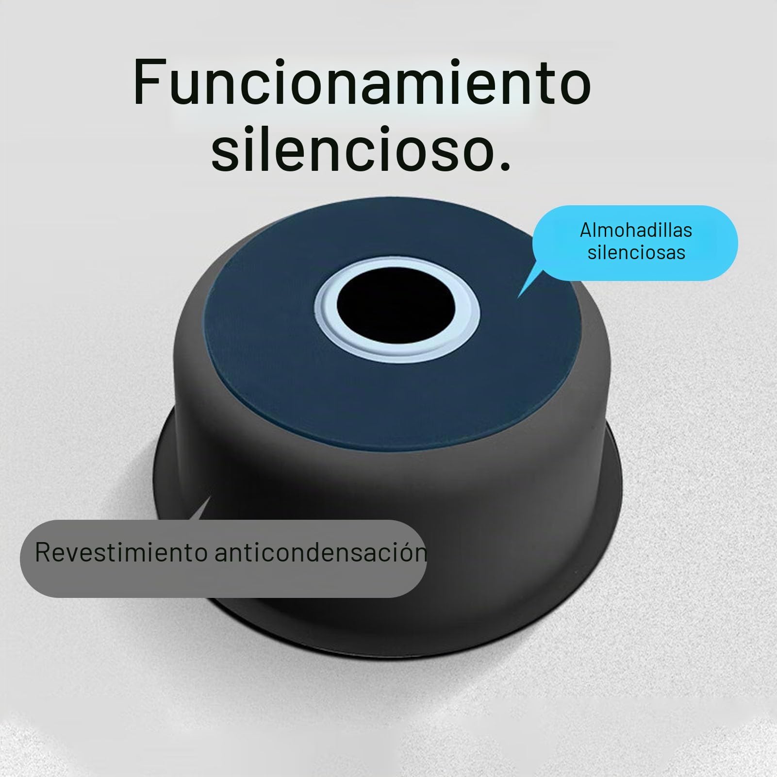Pileta Blanco,Fregaderos Cocina 1 Seno,Lavadero Cocina Inox Redondo,Pila PequeñO con Drenaje,Formas de Instalar Sobre Encimera/Bajo Encimera (Ø 32cm)