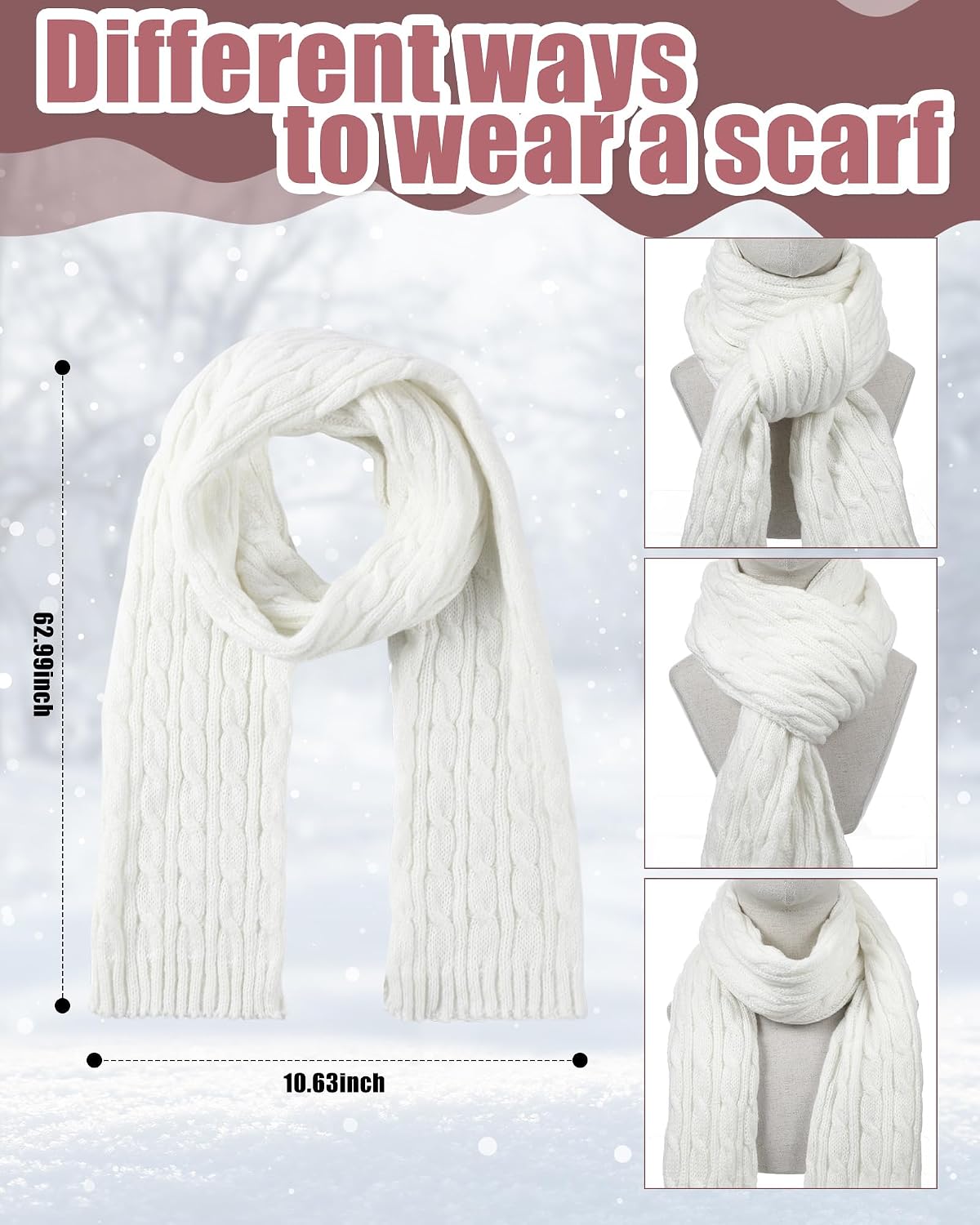 Suhine 8 Pcs Women Hat Scarf Gloves and Earmuff Set Winter Knit Beanie Pompom Hat Warm Touch Screen Gloves for Men Adult