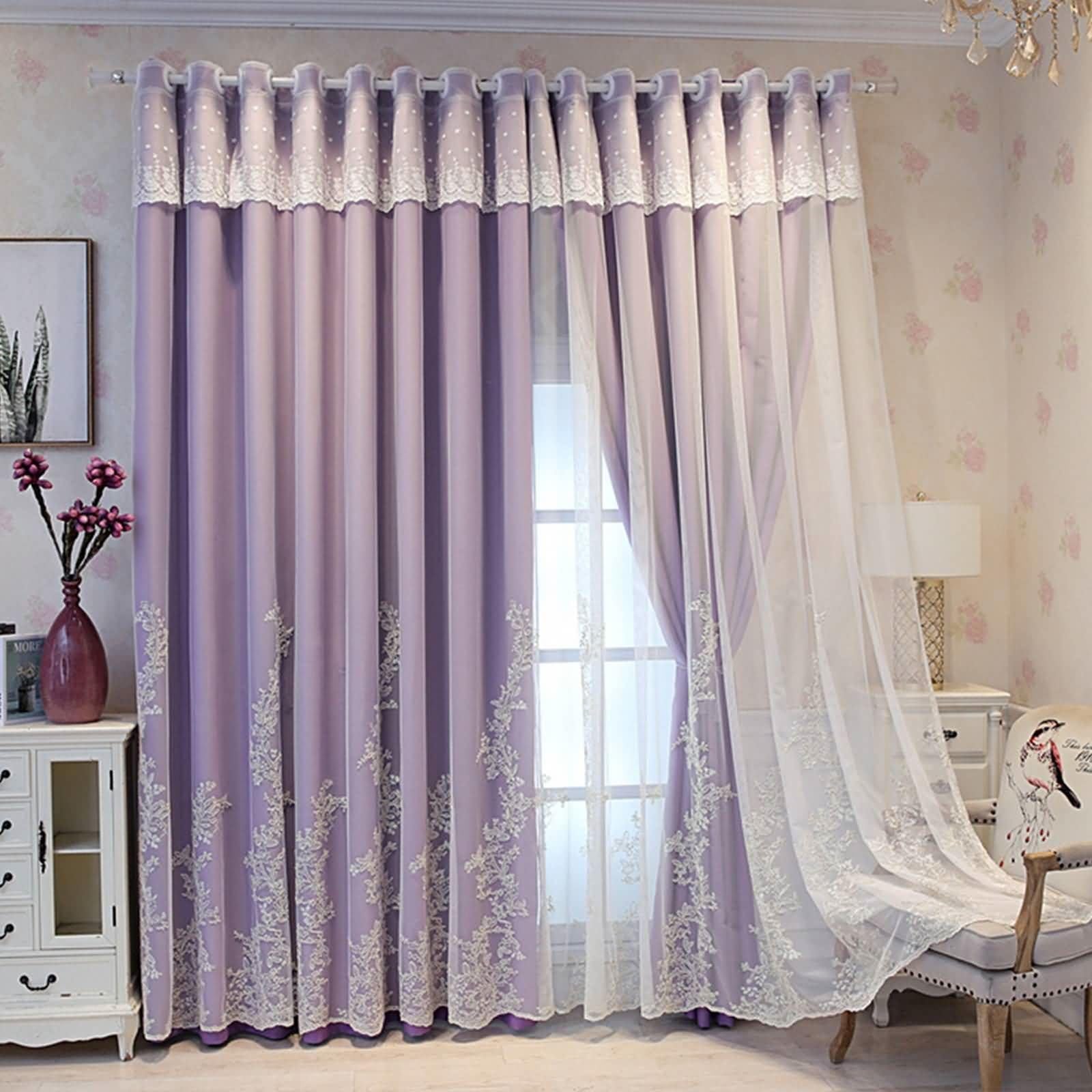 Rideaux occultants thermiques violets à œillets pour bloquer la lumière