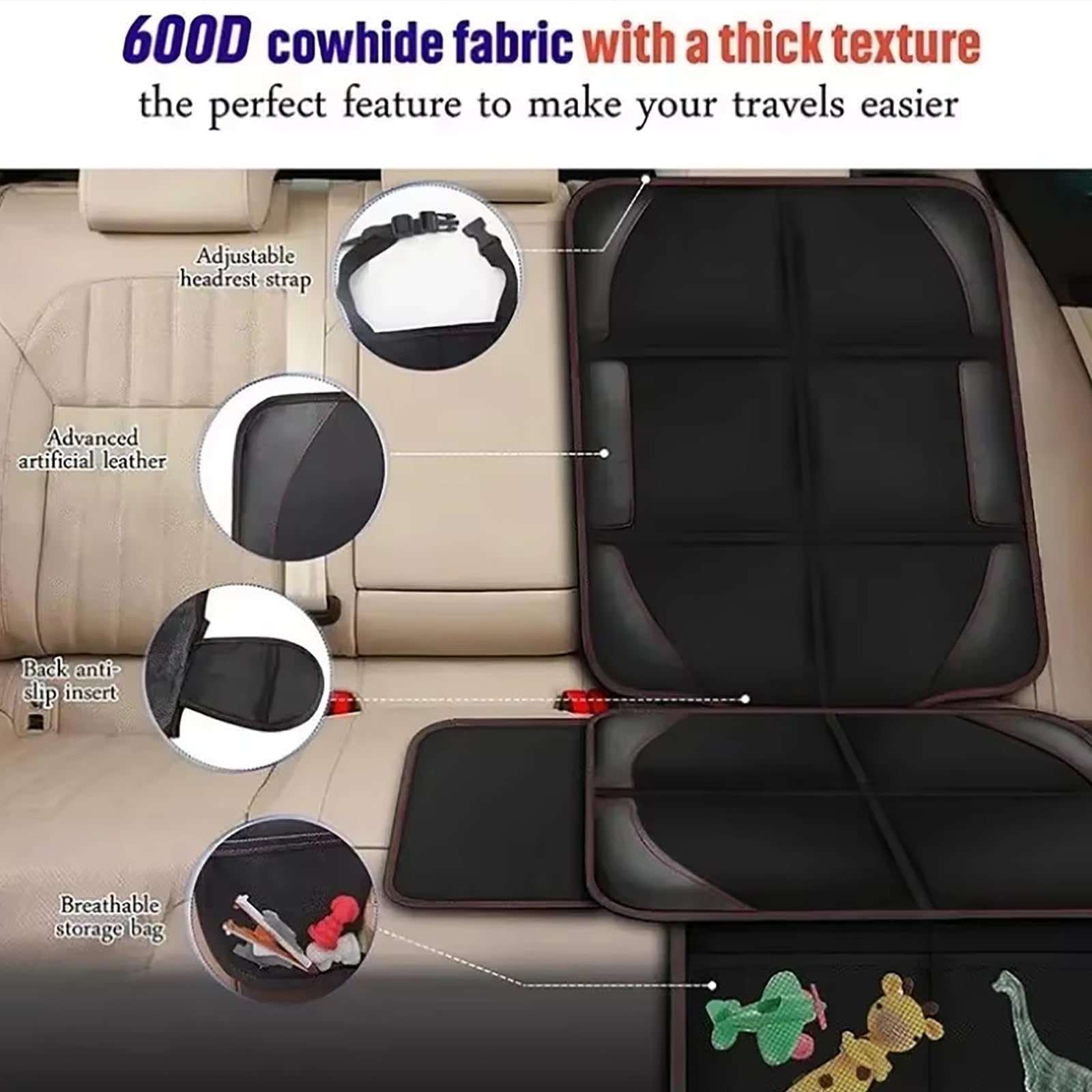2 Pezzi Imbottito di Sicurezza per Seggiolino Auto, Tappetino Antisporco per Animali Domestici, Cuscino per Bambini, Compatibile per VW Touran Tharu,2-Red
