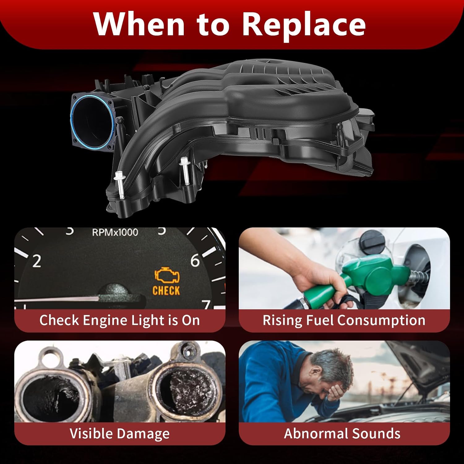 68240667AC Engine Intake Manifold Compatible with Ram ProMaster 1500 2500 3500 2014-2021 Jeep Cherokee 2014-2022 Chrysler 200 2015-2017, Replace 68240667AB 68240667AA