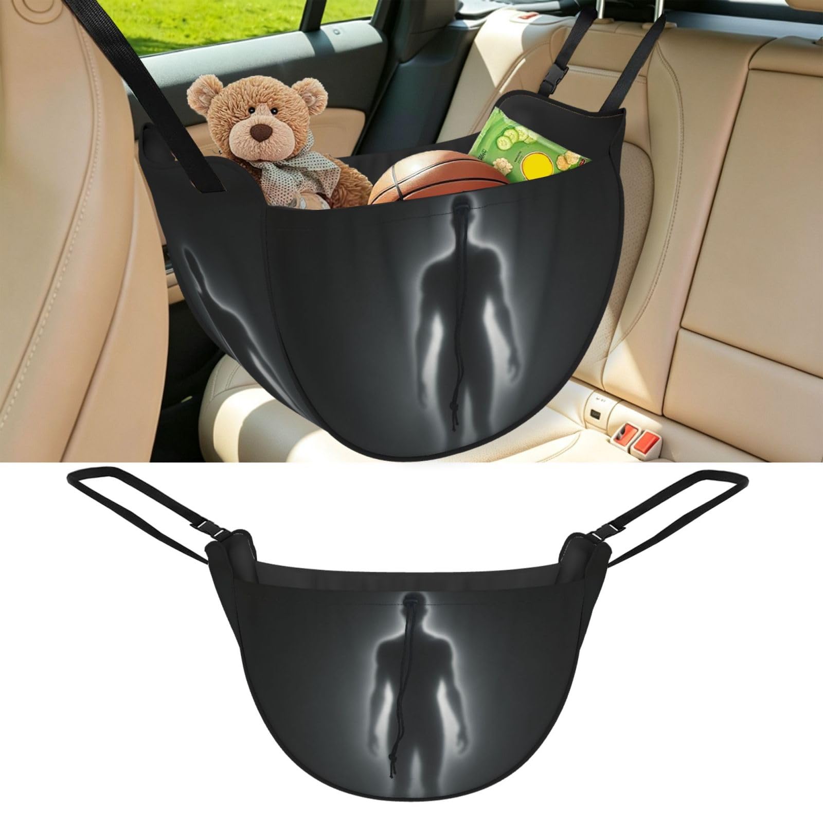 Cntdbu Black Frost Glass Shape Car Seat Organizer-Backseat Storage Bag For Travel