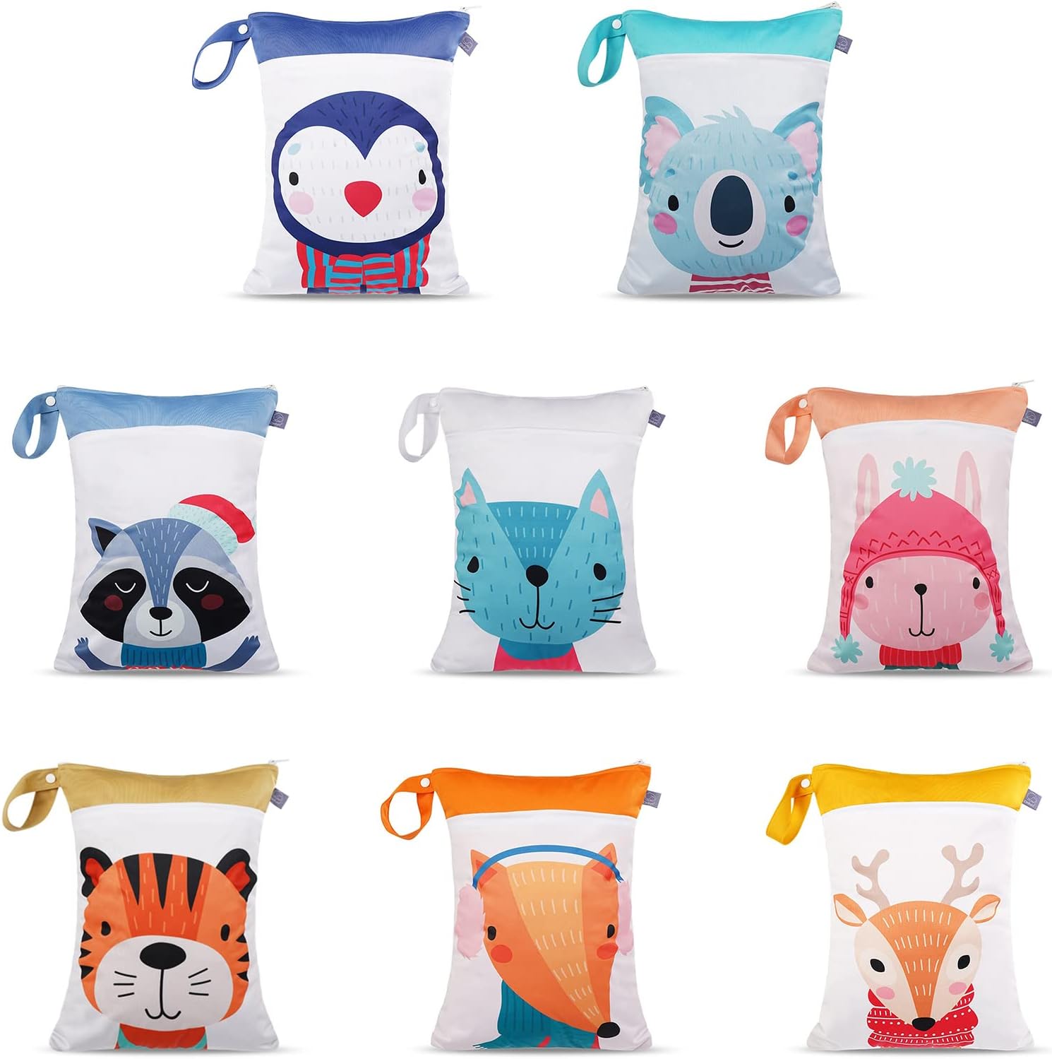 Baby Diaper Bag Cartoon Print Waterproof Nappy Handbag Stroller Carry Pack Travel Outdoor Wet Diaper Storage Bags