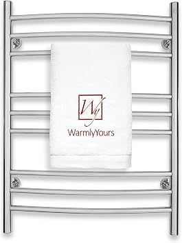 WarmlyYours Riviera Heated Towel Rack, 9 Bars, Polished Steel