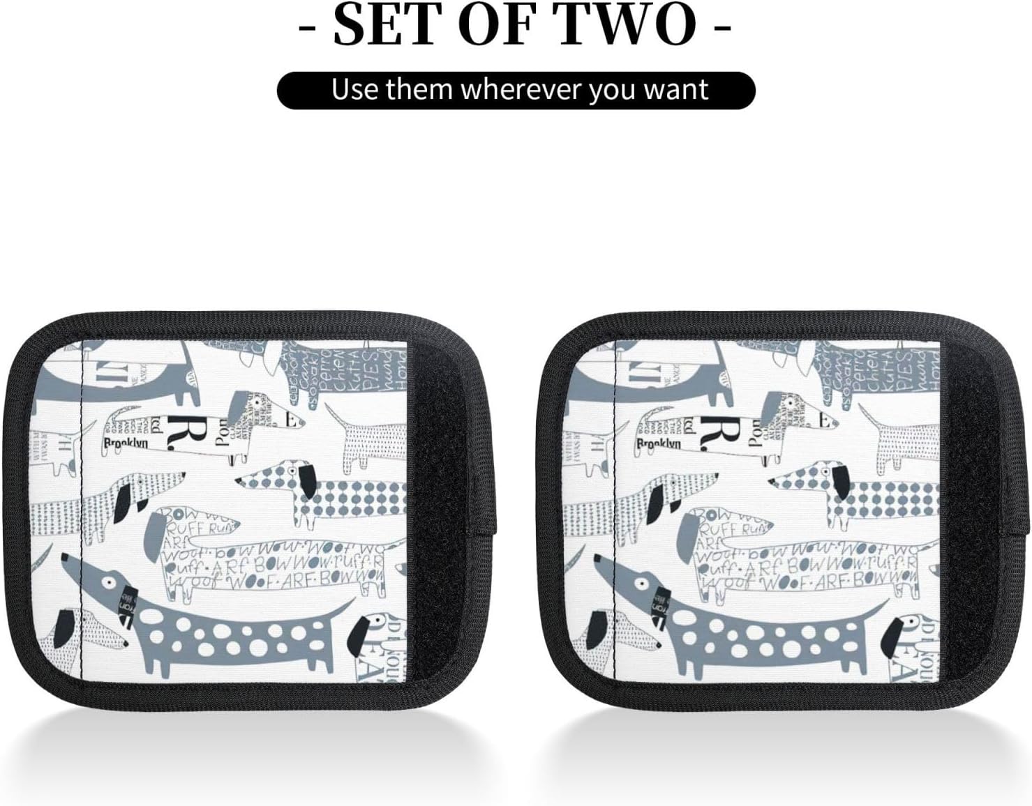 Cute Dachshund Dog Print Luggage Handle Wraps Luggage Identifiers Soft Neoprene Luggage Handle Wraps for Suitcase Trolley Handle Grip Cover 2 Pack Luggage Tags