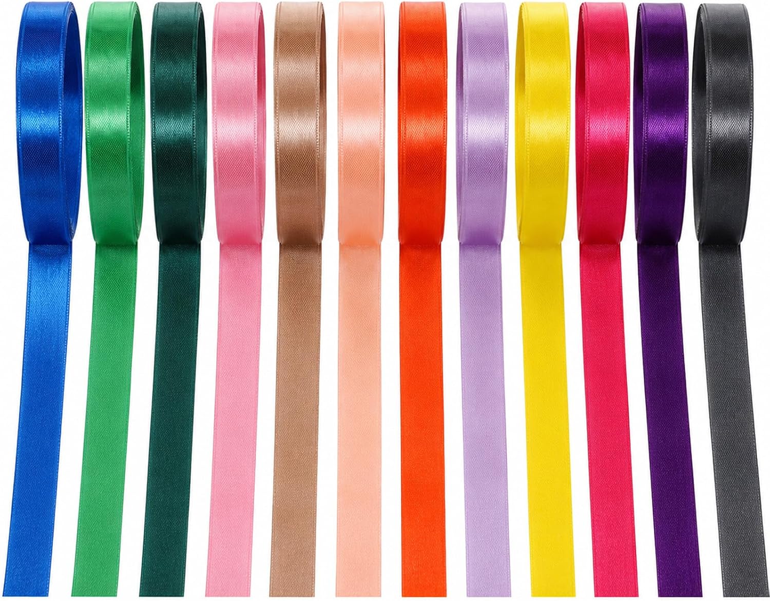 36 Rolls Rainbow Satin Ribbon Set, 900 Yards Total, Rainbow Double Face Ribbon for Gift Wrapping, Crafts, Floral Bouquets, Bows, Wedding & Party Decor, 5/8 Inch Wide, 36 Colors