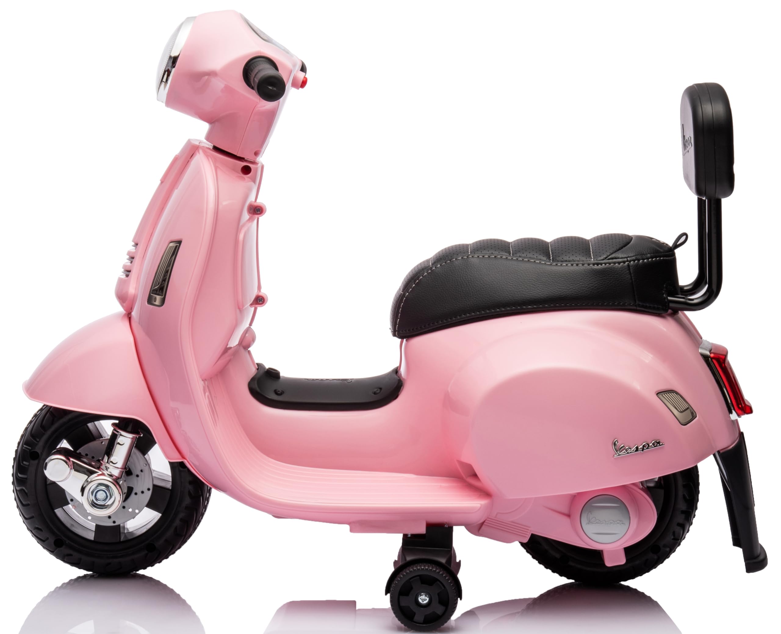 Vespa moto elettrica per bambini con schienale per bambini 2 anni Batteria 6V 4,5A Carico massimo 25KG tempo di guida 45 MINUTI Motore: 1x35W Verde Acqua (Rosa)