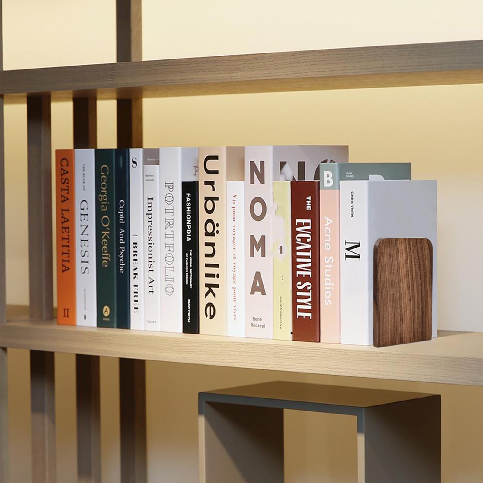 Fermalibri in Legno di Noce Nero 17x12cm, Organizer Portaoggetti per Casa e Ufficio, Supporto per Libri
