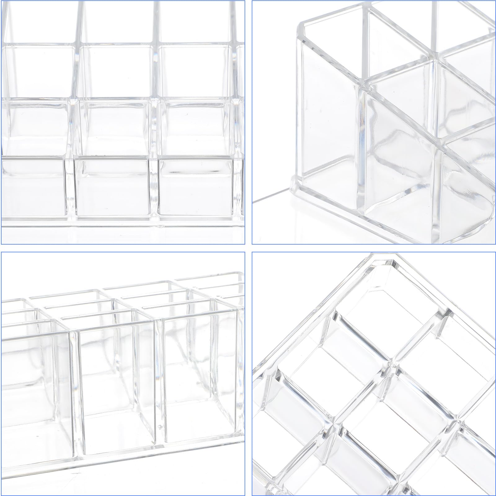 Lippenstift-Organizer aus Acryl, 72 Fächer, transparent, für Lipgloss, Kosmetik und Schminktisch, 3 Stück