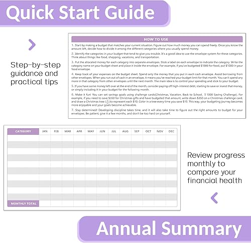 Miniatura 4 de Sooez - Carpeta organizadora de piel sintética A6 para planificar presupuesto, con 6 anillos, 8 bolsillos, 24 hojas de presupuesto de gastos y 34