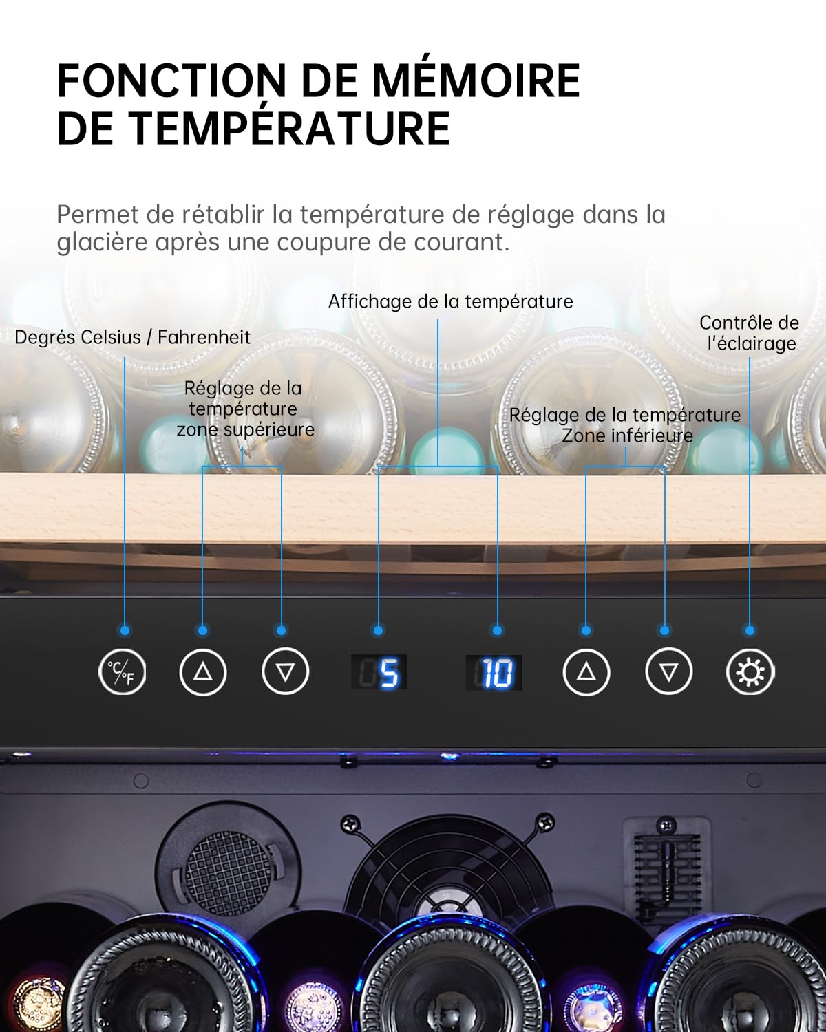 Kalamera KRC-45BSS Vinoteca, dos Zonas Vino temperier Armario, 5 – 10 °C/10 – 18 °C, 45 Botellas,120 L, acero inoxidable Puerta de Cristal, compresor, independiente