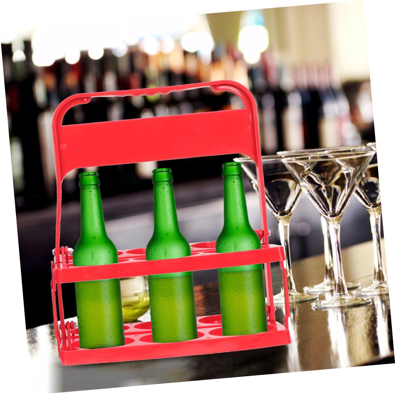 SOLUSTRE Folding Beer Bottle Carrier Portable Beer Rack Organizer for Easy Transport for Parties Outdoor Events and Home Use