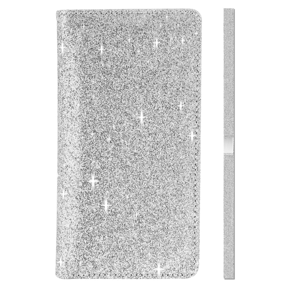 LOLOMLO Glitter Checkbook Cover for Girls & women, Bling Pu Leather RFID Blocking Functional Standard Register Check Book Case with Pen Holder and